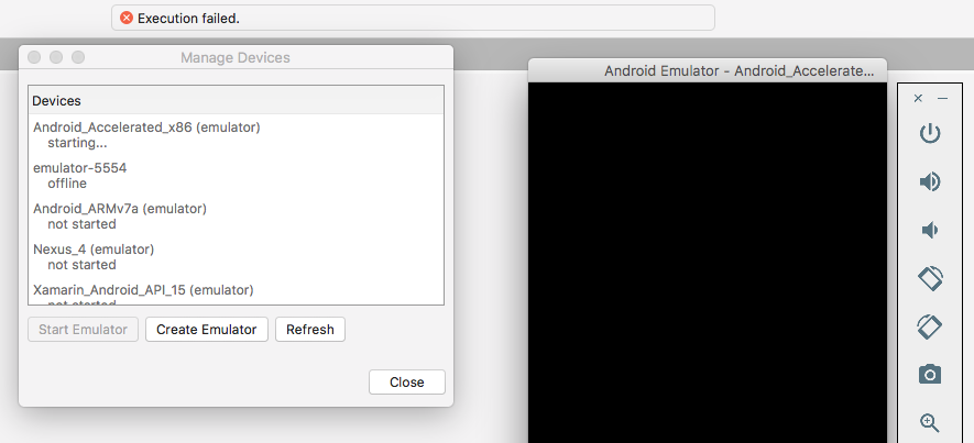 app not showing up on android emulator xamarin for mac