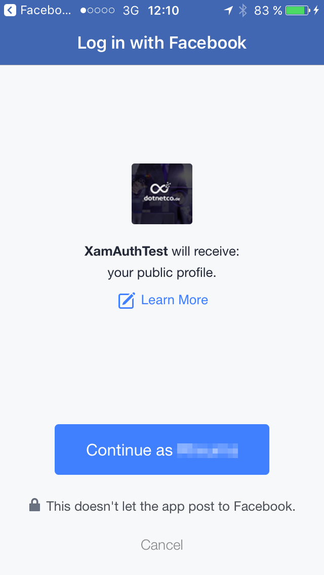 Facebook Login Using Xamarin.Auth In Xamarin iOS